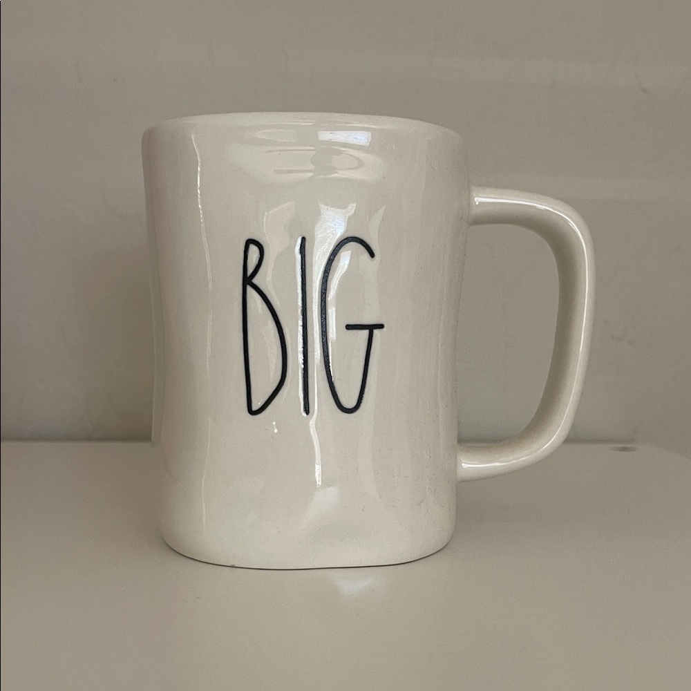 Rae Dunn Cream Mug with Black 'BIG' Text